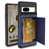 Case Compatible With Google Pixel 7, Dual Layer Shockproof Hidden Card Slot Wallet Case Compatible With Google Pixel 7, Blue