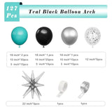 Teal Balloon Garland Arch Kit,127Pcs Teal Blue Black And Silver Balloon For Gender Reveal Birthday Wedding Baby Shower Graduation Party Decorations