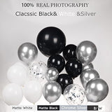 Black And White Silver Balloon Garland Arch Kit 145Pcs With Chrome Sil