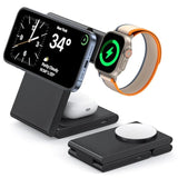 3 In 1 Wireless Charging Station For Multiple Devices, Fast Foldable Travel Mag-Safe Stand For Iphone 16/15/14/13/12/Series, Magnetic Charger For Apple Watch 10/Ultra 2/Airpods 4 With 20W Adapter