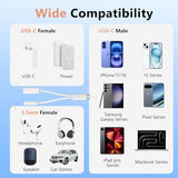 USB C to 3.5mm Audio Adapter 2 in 1 USBC to Headphone Jack Adapter with PD Fast Charging Dongle Cable Type C to Aux for iPhone 17 16 15, Galaxy