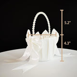 Flower Girl Basket With Pearl Handle, Ivory Fariy Wedding Baskets For Flower Girls