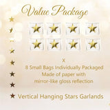 105Feet Gold Star Garland Banner Hanging Birthday Graduation Party Decorations- Golden Double Side Twinkle Paper Stars Streamers Backdrop For Prom Classroom Welcome Home Ceiling Decor, 8Pack