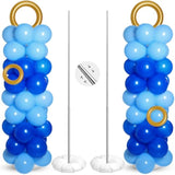 2 Sets Cartoon Hedgehog Theme Balloon Column Stand Kit 100 Pcs Adjustable Blue Balloon Tower Pillar With 4 Pcs Gold Circle For Carnival Circus Theme Birthday Party Decorations