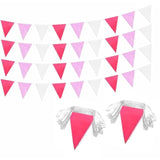 2 Pack Rose Red Pink White Pennant Banner Flags String Triangle Bunting Flag For Grand Opening Wedding Kids Birthday Baby Shower Outdoor Garden Hanging Decorations 60 Feet 60 Pcs