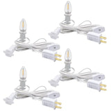 4 Pack Chainable Accessory Cord With C7 Led Light Bulbs, 6 Ft Indoor Blow Mold Light Cord With Male And Female Plugs For