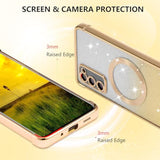 Clear Magnetic Case For Samsung Galaxy S20 Fe 5G With Gradient Glitter Peice(2 In 1), Luxury Plating Cute Transparent Bling Sparke Case For Women Girls,Shockproof Tpu Protector Cover-Gold