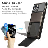 For Iphone 15 Pro Max Case With Card Holder, 4-Card Dual Layer Heavy Duty Shockproof Wallet Case, Hidden Flip Card Slot Protective Hard Cover For Iphone 15 Pro Max, 6.7'' Gun Metal