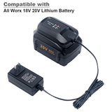 Replacement For Worx Battery Charger 20V Wa3742 Compatible With Worx 20V Lithium Battery Wa3520 Wa3525 Wa3578 Wa3575 Wa3522 Wa3732 Wa3770 Wa3875 Wa3881 Battery Charger