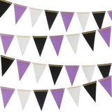Purple Black And Silver Pennant Banner Paper Bunting Hanging Decoration For Graduation Birthday Retirement Halloween Party, Pack Of 30 Counts Pennant, 20 Feet