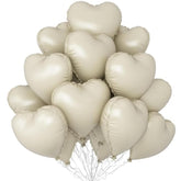 12pcs Cream Heart Balloons for Bridal, Wedding, Gender Reveal & Party Decor