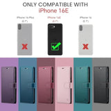 Wallet Case For Iphone 16E, Rfid Blocking Credit Card Holder, Pu Leather Folio Flip Kickstand Protective Shockproof Cover For Apple 16E (Purple)