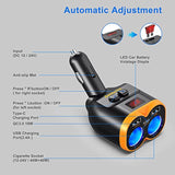Pd20W Usb-C Qc3.0 Fast Charger Car Adapter 120W 2-Socket Cigarette Lighter Adapter 12/24V With Dual Usb-A Separate Switch Led Voltmeter Replaceable Fuse For Gps/Dash Cam/Phone/Ipad