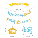 Glitter Happy Birthday Jesus Banner A King Is Born Bunting Banner,Holy Nativity Christian Christmas Jesus Birthday Party Decorations