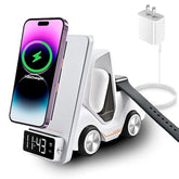 5 In 1 Wireless Charging Station 20W Adapter Fast Wireless Charging Apple Devices For Iphone 15/14/13/12 Series For Airpods Pro/3/2,For Apple Watch/Iwatch Support Alarm Clock Light (White)