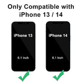 Case For Iphone 13/Iphone 14 6.1-Inch With Slide Camera Cover+Screen Protector(2 Packs),Rotated Ring Kickstand Military Grade Shockproof Protective Cover-Black