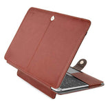 MOSISO PU Leather Case Compatible with MacBook 12 inch Case A1534 with Retina Display 2017 2016 2015 Release, Portfolio Protective Stand Cover Sleeve, Brown