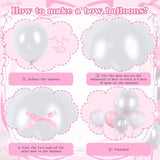 Pink Bow Balloons, 32Pcs 18" 12" Pink Balloons & 100Pcs Mini Pink Ribbon Bows, Diy Bow Balloons For Bow Birthday Baby Shower Decorations, Tying The Knot Bridal Shower Bachelorette Decor