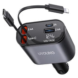 Iphone Car Charger, Retractable Fast Car Phone Charger 100W For Carplay, 4 In 1 Car Charger Adapter With 2 Cables 31.5 Inch And 2 Usb Ports, Compatible With Iphone 16/15/14/13/12/11 Pro/Samsung