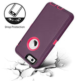 Iphone 6/6S Case Heavy Duty Shockproof High Impact Tough Rugged Hybrid Rubber Triple Defender Protective Anti-Shock Silicone Mobile Phone Cover For Iphone 6/6S 4.7"(Wine)