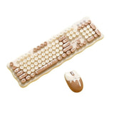 Wireless Keyboard And Mouse Combo, 104-Key Membrane Keyboard Round Keycaps And 4-Key Optical Mouse Set For Win/Mac/Pc/Laptop, Batteries Included, Ice Cream