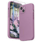 Compatible With Iphone 13 Case With Screen Protector, (Camera Protection & Soft Microfiber Lining) Liquid Silicone Phone Case 6.1 Inch 2021, Lilac Purple