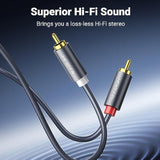 UGREEN RCA Cable, 6.6FT 2RCA Male to 2RCA Male Stereo Audio Cable Gold Plated Car Subwoofer Adapter Dual Shielded Red and White Cord for Home Theater Amplifier Hi-Fi System Car Audio Speaker