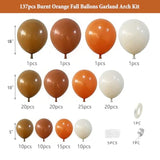 137Pcs Fall Balloon Garland Arch Kit Orange Brown White for Thanksgiving Baby Shower
