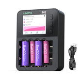 C4Evo 6 Slots 36W Smart Battery Charger, With Lcd Display,Type-C Qc3.0 Output For Aa Aaa Lithium Li-Ion Lifepo4 Ni-Mh