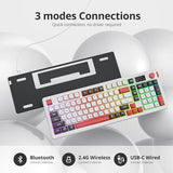 Rgb Mechanical Feel Membrane Wireless Keyboard, Wired/Bluetooth/2.4G Silent Abs Ball Cap Gasket Structure Gaming Office Keyboard For Pc/Mac/Win(98 White)