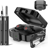 With Safety Lock Carbon Fiber For Beats Fit Pro Case Cover 2021,Shock-Absorbing Beat Fit Pro 2 Protector With Keychain/Zipper Storage Bag/Cleaner Kit - Black