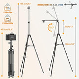 67-Inch Phone Tripod with 360° Ball Head Wireless Remote and Extendable Arm