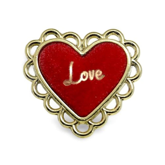 20 Pcs Wine Red Resin Heart Metal Shank Sewing Buttons For Coats -25Mm