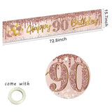 Pink Rose Gold 90th Birthday Banner for Indoor/Outdoor Decor