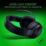Razer Kraken X Ultralight Gaming Headset: 7.1 Surround Sound - Lightweight Aluminum Frame - Bendable Cardioid Microphone - for PC, PS4, PS5, Switch, Xbox One, Xbox Series X|S, Mobile - Black