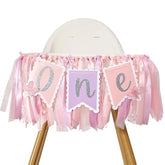 Pink Butterfly First Birthday Highchair Banner - 1St Birthday Decoration, Spring One Decor, Girls Highchair Banner, Photo Prop Cake Smash