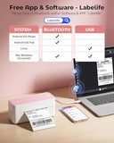 Bluetooth Thermal Label Printer, 241Bt 4X6 Wireless Shipping Label Printer For Small Business, Pink Labels Printers For Shipping Package, Compatible With Iphone, Android, Shopify, Usps