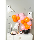 Halloween Mini Balloon Arch Kit with Ghost Mylar Balloons – Orange & Pink Party Decor