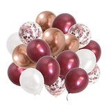 50pcs Chrome Rose Gold Burgundy Balloons Birthday Wedding Party Decor