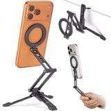 Ultra-Compact Magnetic Tripod Stand: Aluminum Phone Mount for iPhone 17/16/15/14/13/12 Pro Max, Adjustable Cellphone Holder with 1/4 Screw & Travel