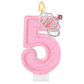 Pink Birthday Candle Crown Number 5 Candles Cake Candle,Pink Birthday Cake Topper Cupcake Decorations Party Decor For Girls And Women Anniversary Celebrations Supplies Favors