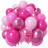 Pink Balloons 12 Inch Hot Pink Metallic Pink Balloons Baby Pink Confetti Latex Balloon Dark Magenta Pink Party Balloons For Bitrhday Valentine'S Day Baby Shower Wedding Kit Princess Decorations