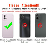 Motorola G Power 5G 2024 Heavy Duty Rugged Shockproof Protective Case with HD Screen Protector and Slide Camera Cover, Black