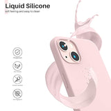 Compatible With 13 Case 6.1, Slim Liquid Silicone 3 Layers Full Covered Soft Gel Rubber Case Cover 6.1 Inch-Chalk Pink