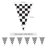 Black White Checkered Flag Banner 100Ft Racing Sports Birthday Picnic Party Decor