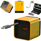 3 In 1 Gan Charger,Scalable 80W Max Fast Charger Module With Type-C Cable And 2 Usb Ports, Retractable Phone Charger Wall Plug For Phone And Laptops (Yellow)