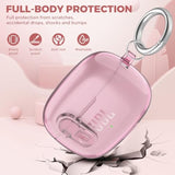 Clear TPU Protective Case with Carabiner for JBL Vibe Beam 2 Charging Case - Compatible with JBL Vibe Beam 2/Beam/Vibe 200TWS - Pink