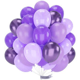 60PCS Purple Balloons 12" Light Dark Metallic Lavender White Balloons for Party Decor