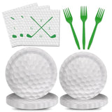 96Pcs Golf Party Plates Napkins Golf Birthday Party Supplies Paper Plates Plastic Forks Disposable Tableware Set For Kids Serve 24 Guests
