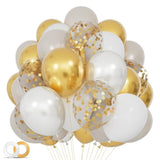 68pcs Sand White Gold Confetti Balloons 12in Party Decor with Ribbons